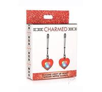 Silicone Light Up Heart Tweezer Nipple Clamps - Purple