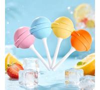 Silicone Lollipop Mold Ice Cream Maker, Reusable Silicone Ice Lolly Moulds with Sticks, DIY Creative Ice Cream Mould for Summer Parties, Easy Release Yogurt &Frozen Treats Molds (4Pcs)