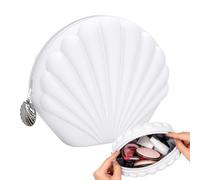 Silicone Makeup Bag - Portable Shell Design Purse Pouch | Stylish Extra-Wide Opening Silicone Cosmetic Bag - Luggage & Travel Gear for Women Girls Jewelry Cards Cash Toiletry Mirror Storage