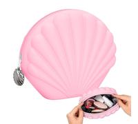 Silicone Makeup Bag - Portable Shell Design Purse Pouch | Stylish Extra-Wide Opening Silicone Cosmetic Bag - Luggage & Travel Gear for Women Girls Jewelry Cards Cash Toiletry Mirror Storage