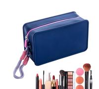 Silicone Makeup Bag Travel - Silicone Cosmetic Brushes Holder Travel, Colorful Zipper Cosmetic Pouch for Women | Portable Makeup Pouch for Travel, Week-end, School, Business Trip, Beach, Dark Blue,