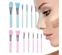 Silicone Makeup Brush, Lip and Eyeshadow Applicator Set, Precision Beauty Tools, Designed for Blending, for Cream Cosmetics, Face Masks, and Art Crafting, 14 Pieces