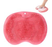 Silicone Massage Bath Mat-Foot Scrubber In Shower Wall Mounted Back Scrubber Silicone Bath Massager Cushion Brush with Non-Slip Suction Cups (Pink)