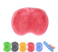 Silicone Massage Bath Mat, Wall Mounted Back Scrubber with Suction Cups Back Scrubber for Shower, Women Men (Pink)