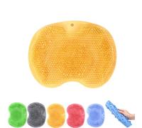 Silicone Massage Bath Mat, Wall Mounted Back Scrubber with Suction Cups Back Scrubber for Shower, Women Men (Yellow)