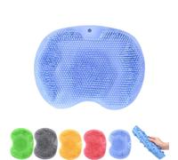 Silicone Massage Bath Mat, Wall Mounted Back Scrubber with Suction Cups Back Scrubber for Shower, Women Men (Blue)