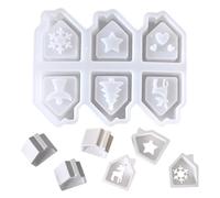 Silicone Molds for Epoxy Resin - 6 Cavity Non-Stick House Mould | 6 Cavity Non-Stick Concrete Molding For Clay, Epoxy Art Ornament Making, Christmas Soap Craft