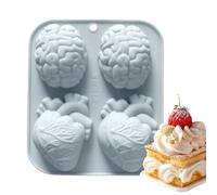 Silicone molds versatile for resin wax chocolate and more, multi-shape made three-dimensional non-stick for creative projects, brain heart shapes approx. 6.42x5.08x1.26 inches parties and baking