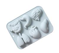 Silicone Mould - Moule à gâteau Organ Silicone Mold, Heart & Brain 6-Cavity, Flexible Reusable Molds | 6.81 Inch, DIY Fondant, Chocolate, Candy & Ice Mold For Halloween Baking, Themed Parties, 1 pc
