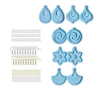Silicone Moule à Boucles D'oreilles pour Bijoux DIY | Pendentifs et Créations Artisanales, Crochets en Alliage, Forme Fleur Cristal, Lot Complet