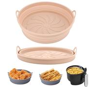 Silicone Moule Air Fryer Accessoires, Réutilisable Panier Friteuse à Air, Airfryer Chaud Plat Pot Pliable Doublure Liner pour Friteuse Air, Micro-ondes, Four (Rose)