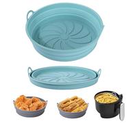 Silicone Moule Air Fryer Accessoires, Réutilisable Panier Friteuse à Air, Airfryer Chaud Plat Pot Pliable Doublure Liner pour Friteuse Air, Micro-ondes, Four (Bleu)