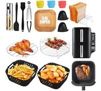 Silicone Moule Air Fryer pour Ninja Double Stack XL 7.6L-17 Pièces Accessoires Air Fryer pour Ninja SL300EU, Accessoires- Moule Pain, Grille Racks etc