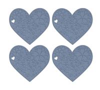 Silicone Placemats 4 Pack | Non Skid Water Heat Tolerant | Heart Shaped Placemat for Kitchen Sink/Pet Feeding/Dining Table | Easy Wipe Food Grade