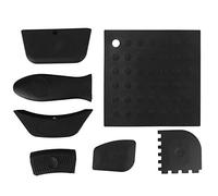 Silicone Pot Holder Set 7Pcs | Heat Tolerant to 446°F Protection - Scald | Kitchen Handle Covers & Scrapers for Cooking/Baking/Grilling (Black)