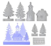 Silicone Pour Noël - Forme Pour Craie Maison Arbre De Noël,Moule En Silicone Facile Libération Pour Artisanat, Décoration Et Ornement Avec Résine Époxy Et