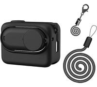 Silicone Protective Case Compatible with Insta360 GO3,Lens Cap with Lanyard for Insta 360GB 3 Action Camera Accessories (Black)