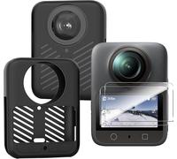 Silicone Protective Case for DJI Osmo 360 Case + 2 Screen Protectors for DJI Osmo 360,Shock Resistant and Waterproof Case,Silicone Accessories Set-Black