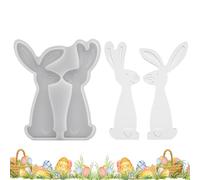 Silicone Rabbit Mold - Easter Soap Mould for Diy | Flexible Material with 10.9x2.1x12.6cm Size, Couple Bunny Candle Maker, Plaster Ornament Craft, Holiday, Party, Family and Friends