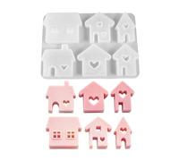 Silicone Resin Molds | 6 Cavity Heart House Casting Molds | Easy Release Epoxy Molds for Candle Soap Clay Wax Crafts Home Decor and Party Favors