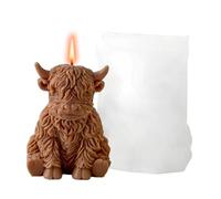 Silicone réutilisable pour aromathérapie - Forme de bougie de vache de dessin animé - Moulage 3D mignon - Grand plaisir de bricolage lors du bricolage, de la cuisson du plâtre de savon - Forme animal