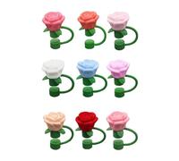 Silicone Roses Straw Toppers, Cute Straw Covers, Drinkware Decoration, Flower Protectors, Roses Silicone Caps for Tumblers, Indoor, Outdoor, Present, Travel, Multicolor
