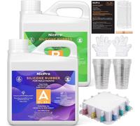 Silicone Rubber, 74oz/2.2l Silicone Mold Making Kit, 1:1 Mixing Ratio For 3d Resin Casting, Diy With Mold Shell, Mixing Cups