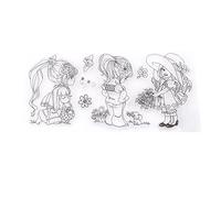 Silicone Rubber Clear Stamps Transparent Cartoon Girls Scrapbook Photo Album Decor DIY Craft Stamps for Greeting Cards Journals and Home Decoration Silicone Material 16.7 x 9cm 23g