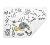 Silicone : Set DE Table À COLORIER - THÈME OCÉAN, Blanc