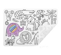 Silicone : Set DE Table À COLORIER - THÈME Savane, Blanc