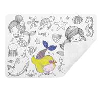 Silicone : Set DE Table À COLORIER - THÈME SIRÈNE, Blanc