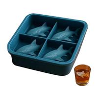 Silicone Shark Ice Maker Mold, 4 Cavity Food Grade Silicone Tray, Shark Shape Molds for Whiskey Cocktails Juice Drinks, Home Kitchen Restaurant Picnic Camping Party Use, Reusable Tray