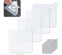 Silicone Shower Drain Cover/Odor Proof Drain Cover to Prevent Cockroaches in Patio Drains Kitchen and Shower (4 Pack) (15 x 15 cm) (White)