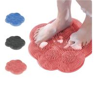Silicone Shower Foot Scrub Pad, 2025 New Wall-mounted Foot Cleaning Pad Back Scrubber Exfoliating Bath Bath Pad, Upgraded Shower Foot Back Scrub Massage Pad (Blue) (Pink)