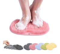 Silicone Shower Foot Scrubber Mat, 2025 New Shower Foot Back Cleaning Pad, Exfoliating Bath Wash Pad,Wall Mounted Slip Suction Cups for Use in Cleaner Men and Women (Pink)
