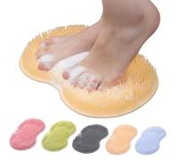 Silicone Shower Foot Scrubber Mat, 2025 Upgrade Shower Foot Scrubber Mat with Non-Slip Suction Cups, Exfoliating Bath Wash Pad for Men and Women (yellow)