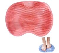 Silicone Shower Foot Scrubber Mat with Non-Slip Suction Cups, Wall-Mounted Foot Scrubber Cleaning Mat for Women and Men(Pink)