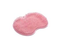 Silicone Shower Scrubber Mat with Suction Cups, Wall or Floor Mounted Hands-Free Cleaning Pad for Feet and Body, Bathroom Use (Pink)