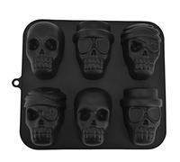 Silicone Skull Muffin Forms | Heat Tolerant - 40°C to 230°C for Baking/Freezing | Easy Release Spooky Cupcake Pan for Cakes/Chocolate | 6 Cavity, 10.4x12.2in