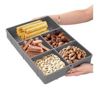 Silicone Snack Box - 13.98x9.06x1.97 Inches Snackle Box Container | Divided Snack Tray with 5 Compartment | Tabletop Organizer Boxes for Party Fruit Living Room Meal Prep Picnic Dessert Dinner Buffet