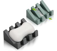 Silicone Soap Dish with Drain Shower Bathroom Soap Sponge Holder Self Draining Waterfall Drying Tray Kitchen Sink Caddy, Easy Cleaning Soap Saver Mat