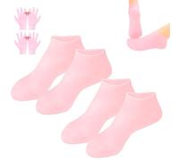 Silicone Socks for Moisturising Feet Mask Exfoliating Silicone Socks Beach Protective Socks, Anti Slip Soft Spa Gel Socks Softening Feet with Gloves for Women Foot Care(Pink,2pairs)