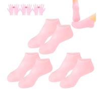 Silicone Socks for Moisturising Feet Mask Exfoliating Silicone Socks Beach Protective Socks, Anti Slip Soft Spa Gel Socks Softening Feet with Gloves for Women Foot Care(Pink,3pairs)