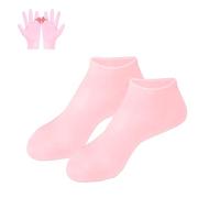 Silicone Socks for Moisturising Feet Mask Exfoliating Silicone Socks Beach Protective Socks, Anti Slip Soft Spa Gel Socks Softening Feet with Gloves for Women Foot Care(Pink,1pair)