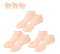 Silicone Socks for Moisturising Feet Mask Exfoliating Silicone Socks Beach Protective Socks, Anti Slip Soft Spa Gel Socks Softening Feet with Gloves for Women Foot Care(Skin color,3pairs)