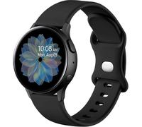 Silicone Strap Compatible With Samsung Galaxy Watch Active 2 40mm/44mm, 20mm Sport Double Hole Buckle Strap For Galaxy Watch 4/Watch 4 Classic/Watch3 41mm/Watch 42mm, S Black