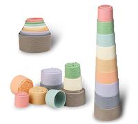 Silicone Tasses Empilable pour Bébé-Lot de 9,Montessori Jouets de Dentition pour 6-12 Mois, Jouet Sensoriels pour Les Tout-Petits 1-3, Cadeaux pour Bébé Garçon Fille, Jouets d'Empilage de Gobelets