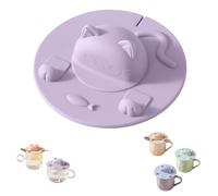 Silicone Tea Bag Holder for Mug, Silicone Cup Covers, Cute Cat Design Tea Bag Mug Topper & Squeezer with Slot Lid, for Coffee Milk Tea (Purple,1pcs)