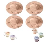 Silicone Tea Bag Holder for Mug, Silicone Cup Covers, Cute Cat Design Tea Bag Mug Topper & Squeezer with Slot Lid, for Coffee Milk Tea (Pink,4pcs)