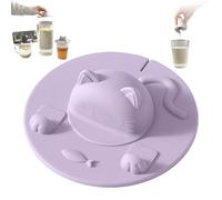 Silicone Tea Bag Holder Lid Tea Bag Squeezer Heat Retaining for Mug, Food-Grade Silicone Cup Topper, Easy Squeeze No-Drip Design for Home Office Daily Use (Purple)